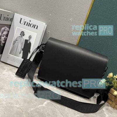 Copy L--V Black Aerogram Leather Takeoff Messenger Bag